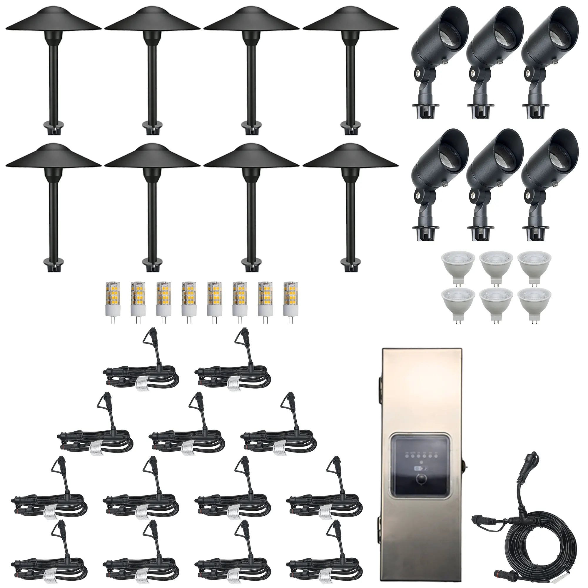 6 Spotlights, 8 Path Lights, 1 Transformer Complete Kit