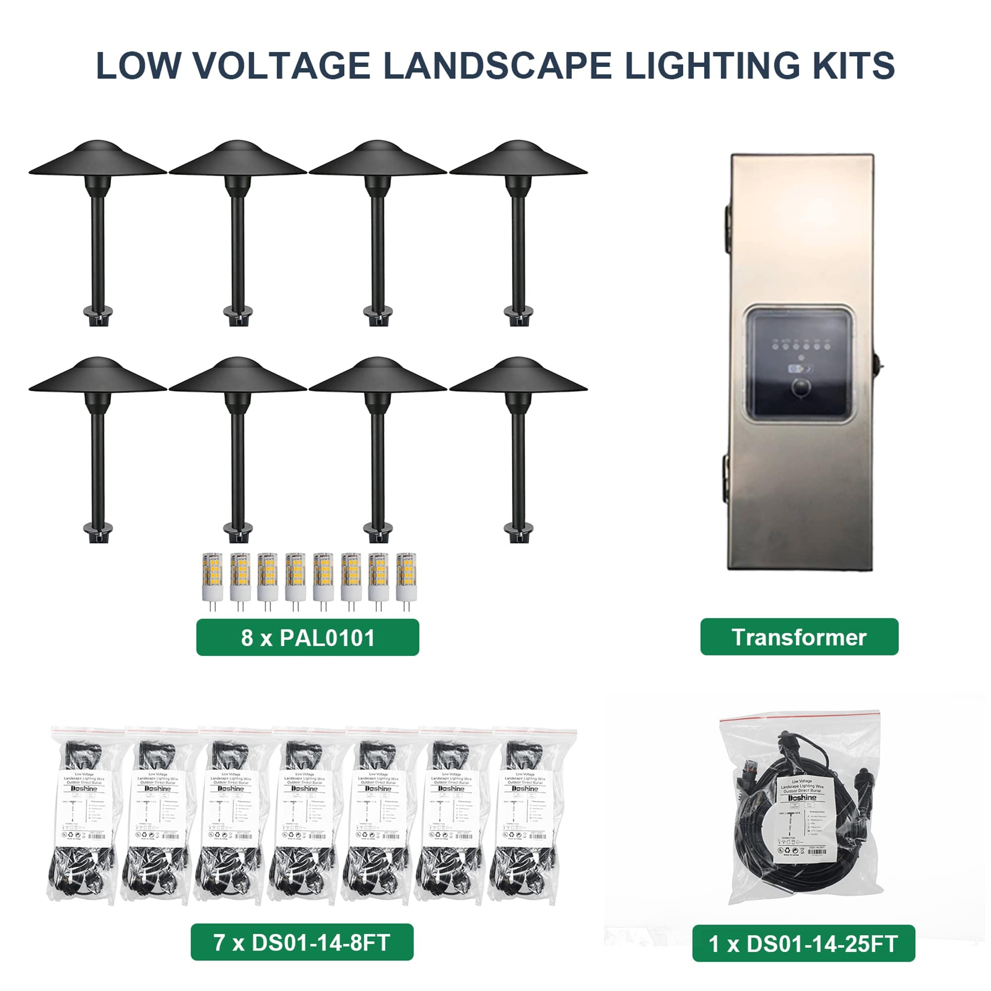 8 Path Lights, 1 Transformer Kit