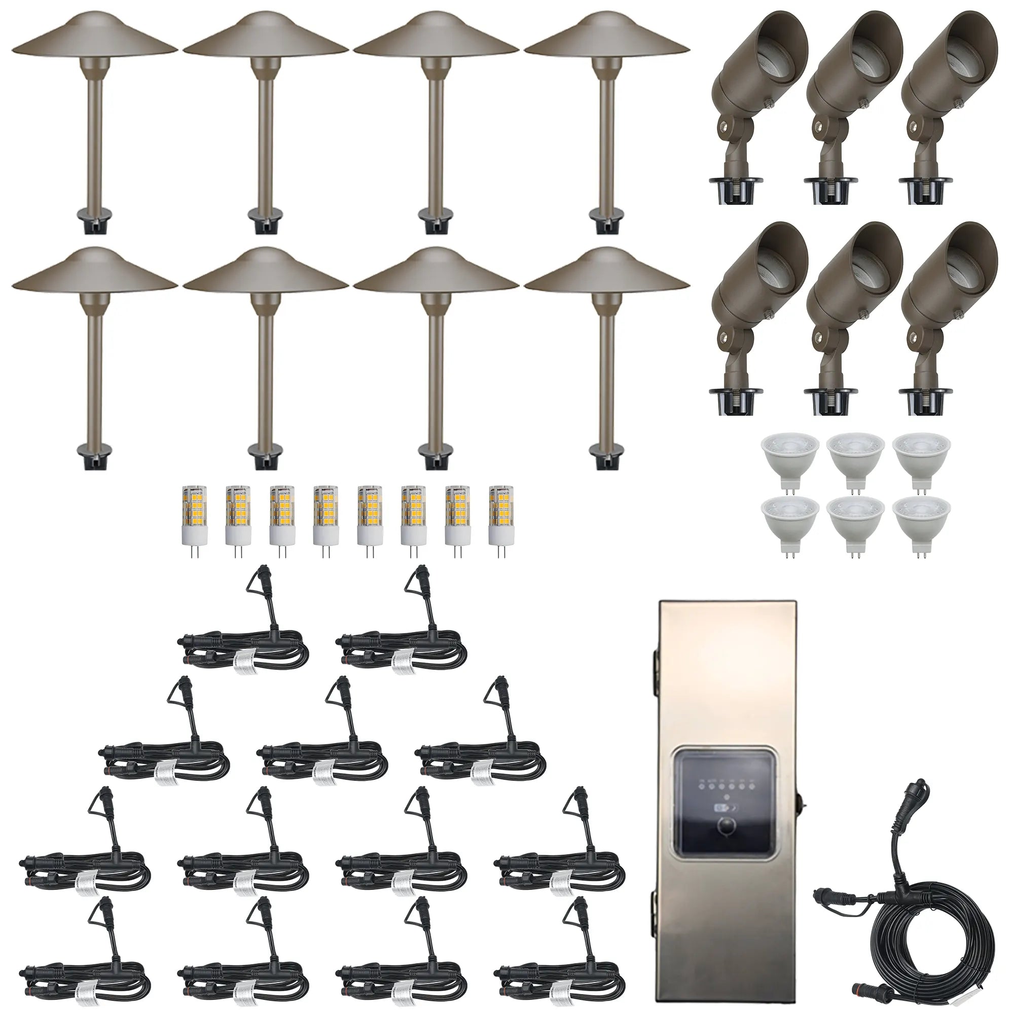 6 Spotlights, 8 Path Lights, 1 Transformer Complete Kit