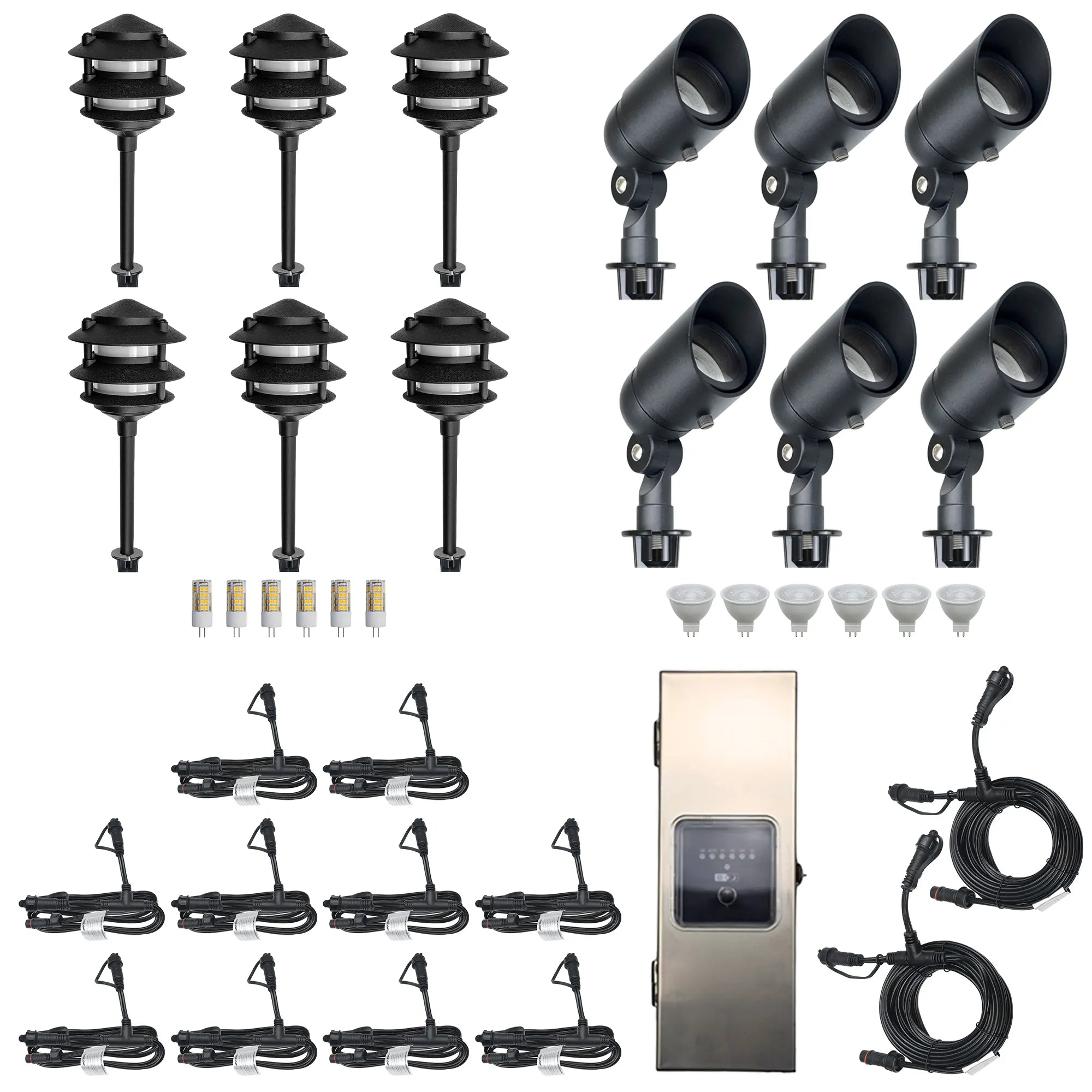 6 Spotlights, 6  Pagoda Lights, 1 Transformer Complete Kit