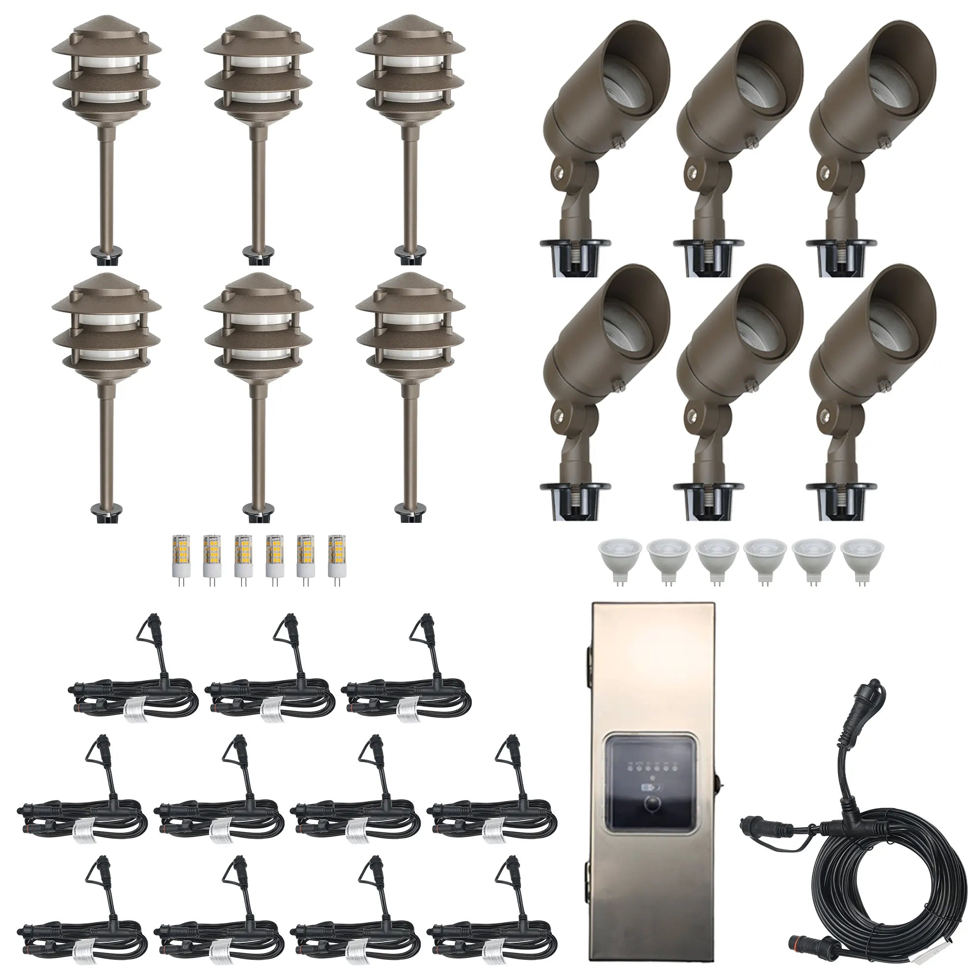 6 Spotlights, 6  Pagoda Lights, 1 Transformer Complete Kit