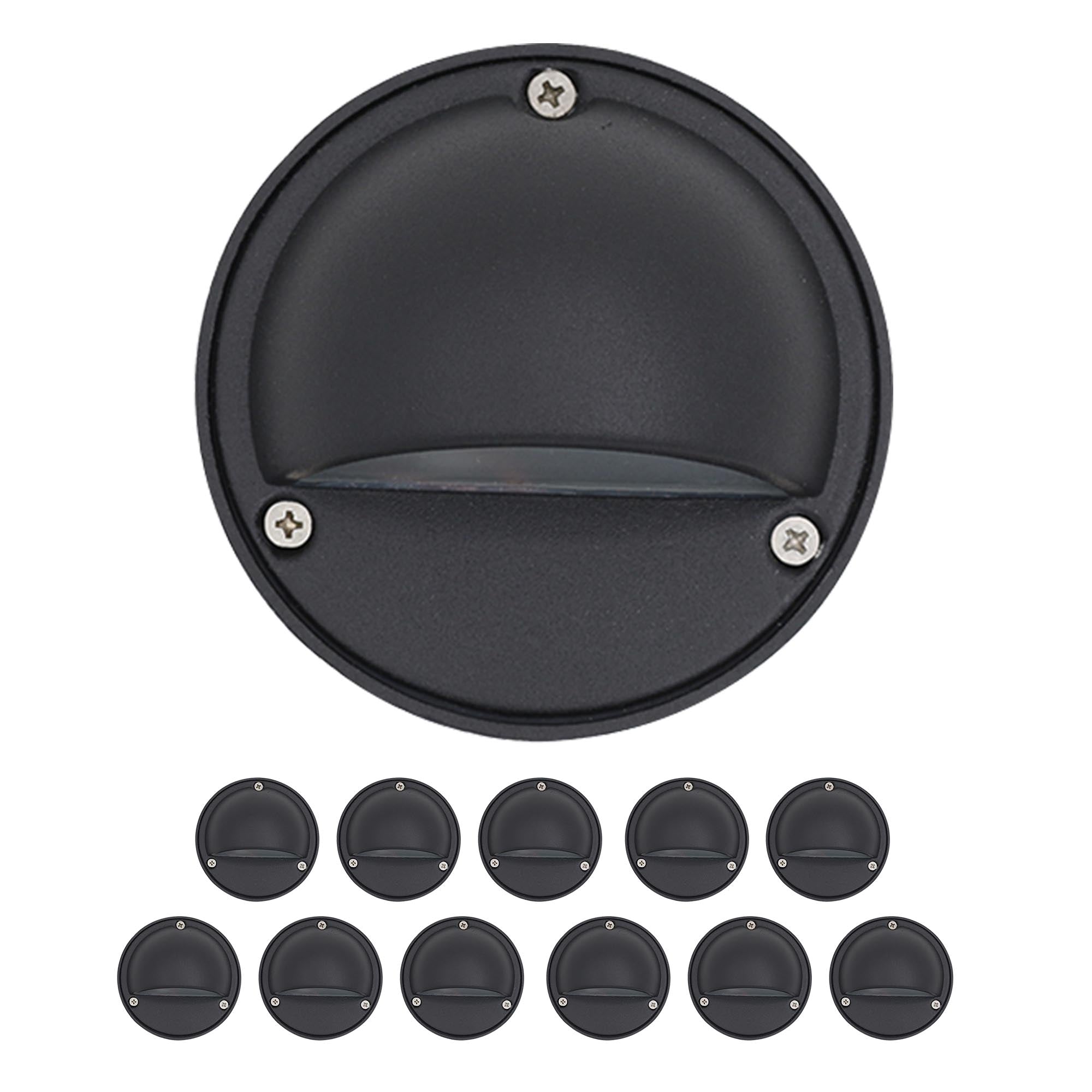 Lumina Lighting® 2W Low Voltage LED Deck Lights | 12V AC/DC | Replaceable LED Bulb Included | DSL0101-BKLED12 (Black, 12-Pack)