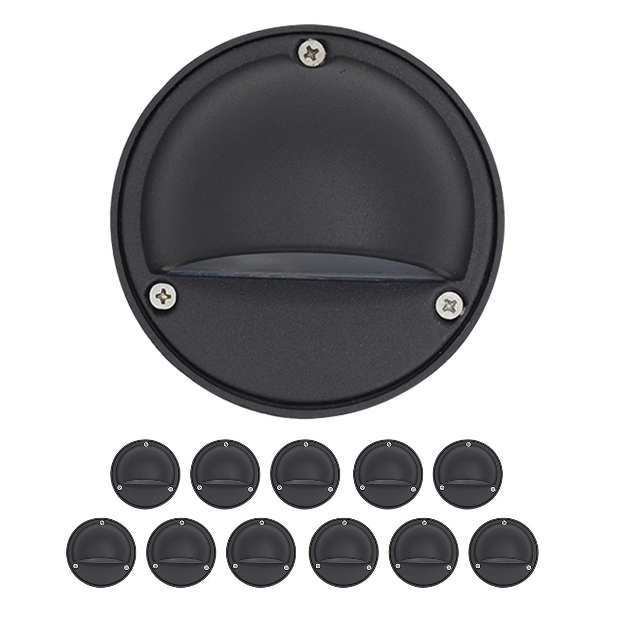 Lumina Lighting® 2W Low Voltage LED Deck Lights | 12V AC/DC | Replaceable LED Bulb Included | DSL0101-BKLED12 (Black, 12-Pack)