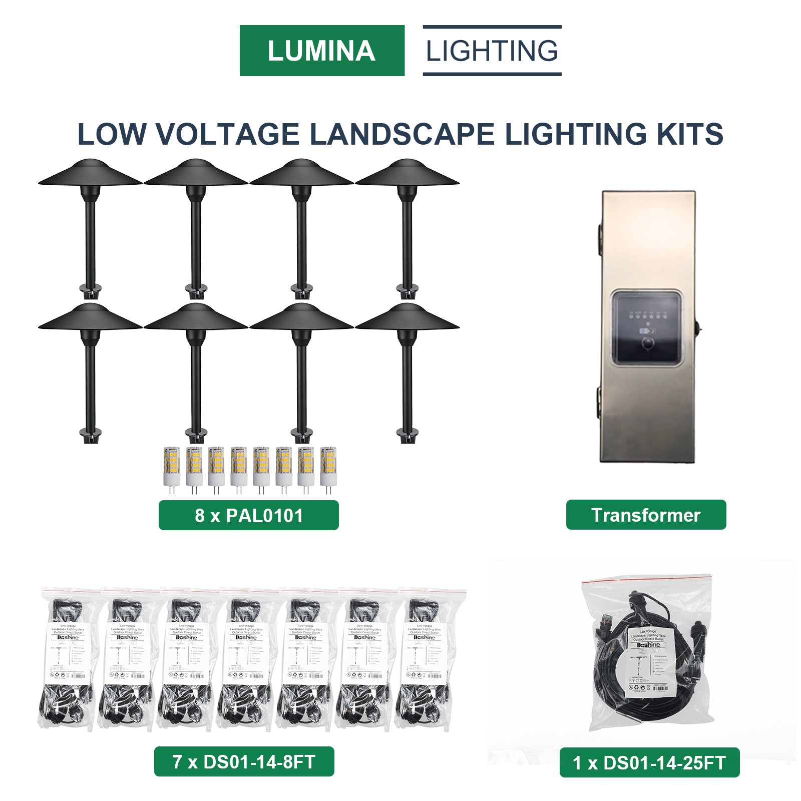 8 Path Lights, 1 Transformer
