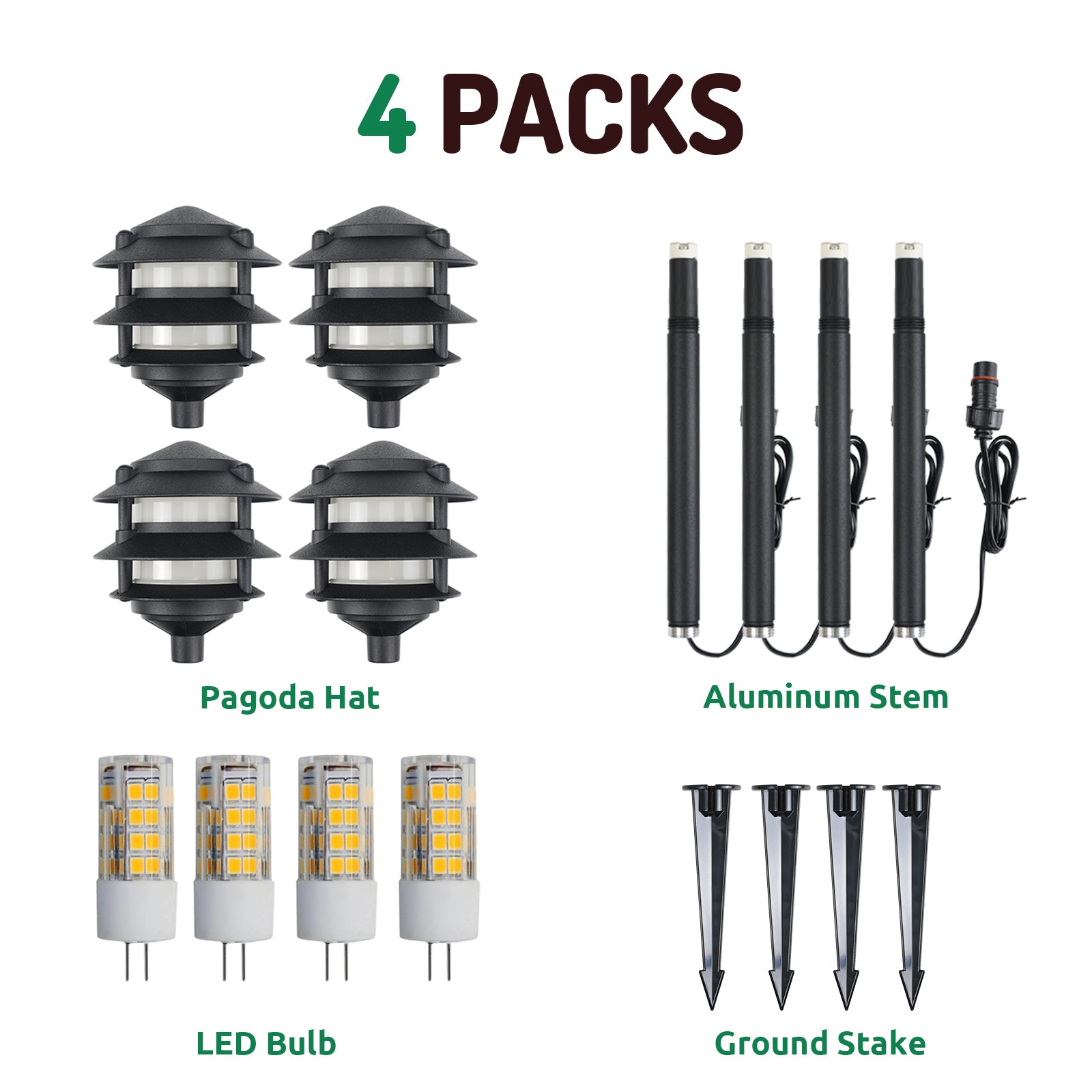 4 Pagoda Path Lights
