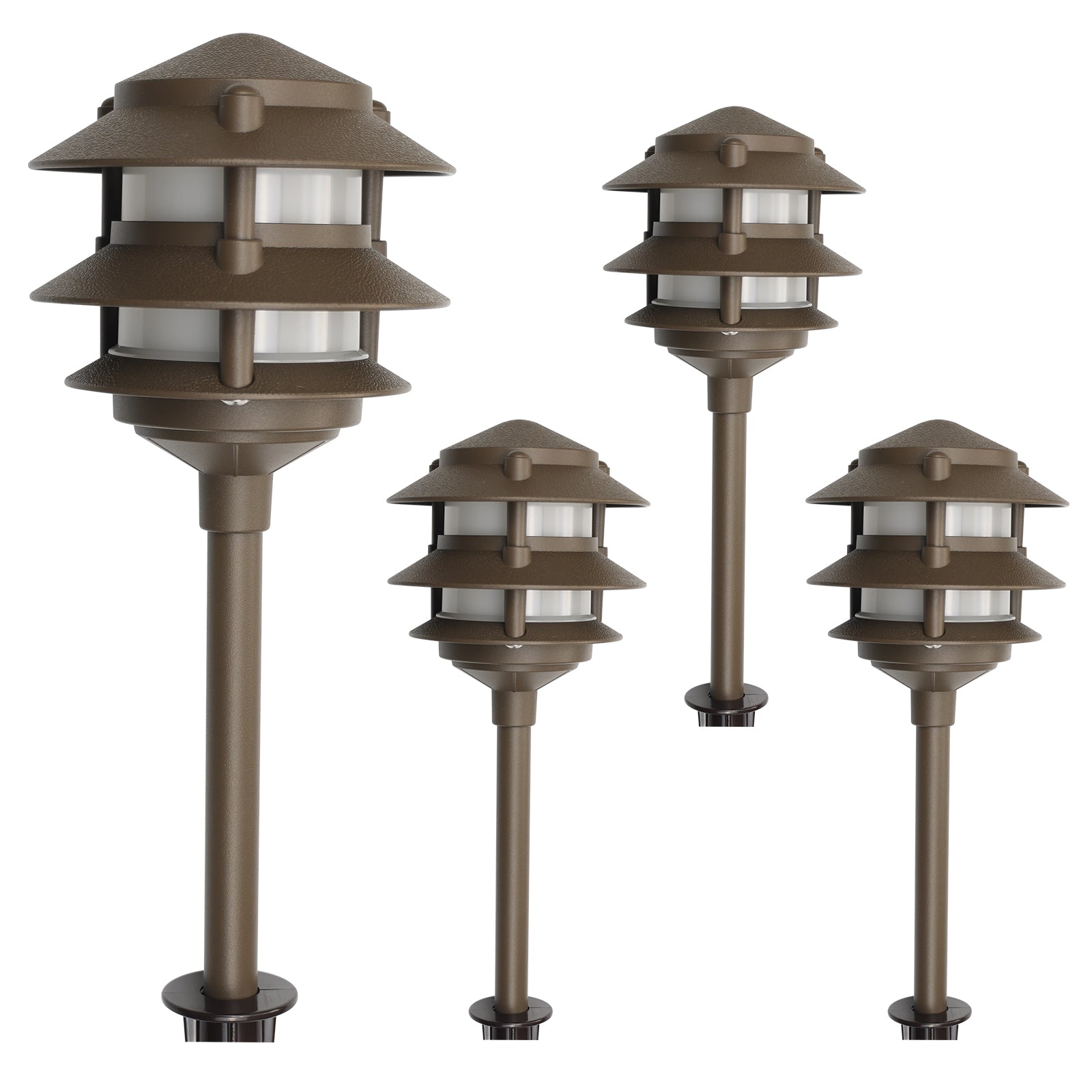 Lumina Lighting® 4W Low Voltage LED Pagoda Pathway Lights 12V Replaceable LED Bulb Included (Bronze, 4-Pack)