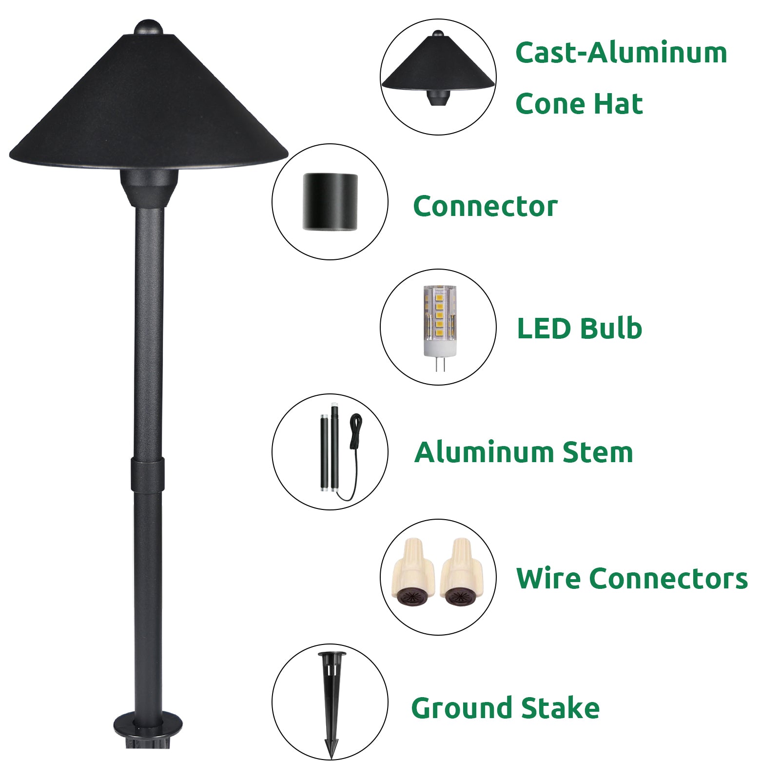 Lumina Lighting® 3W Low Voltage LED Pathway Lights 12V Replaceable LED Bulb Included PAL0105-BKLED4 (Black, 4-Pack)