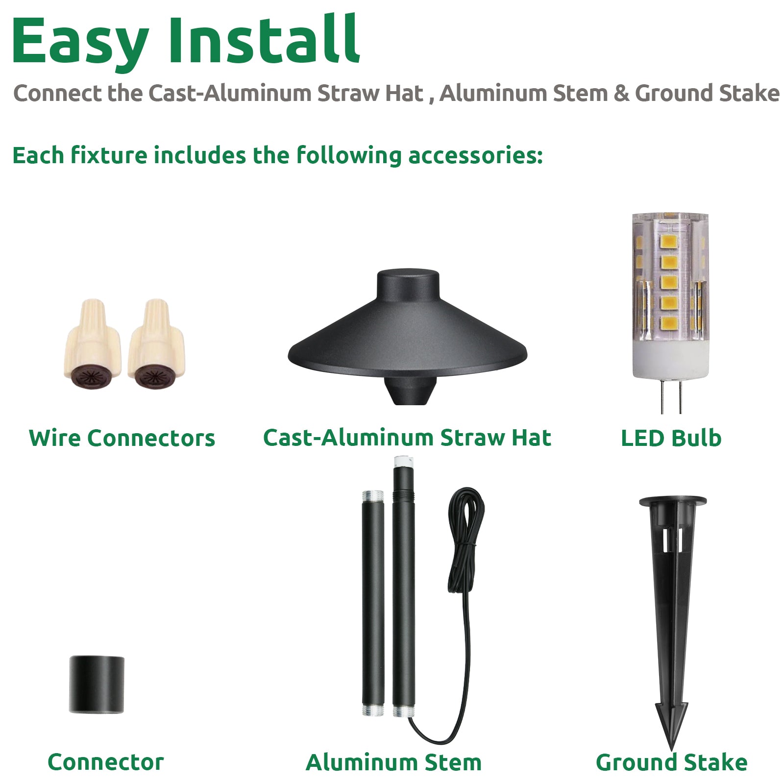 Lumina Lighting® 3W Low Voltage LED Pathway Lights 12V Replaceable LED Bulb Included PAL0106-BKLED6 (Black, 6-Pack)