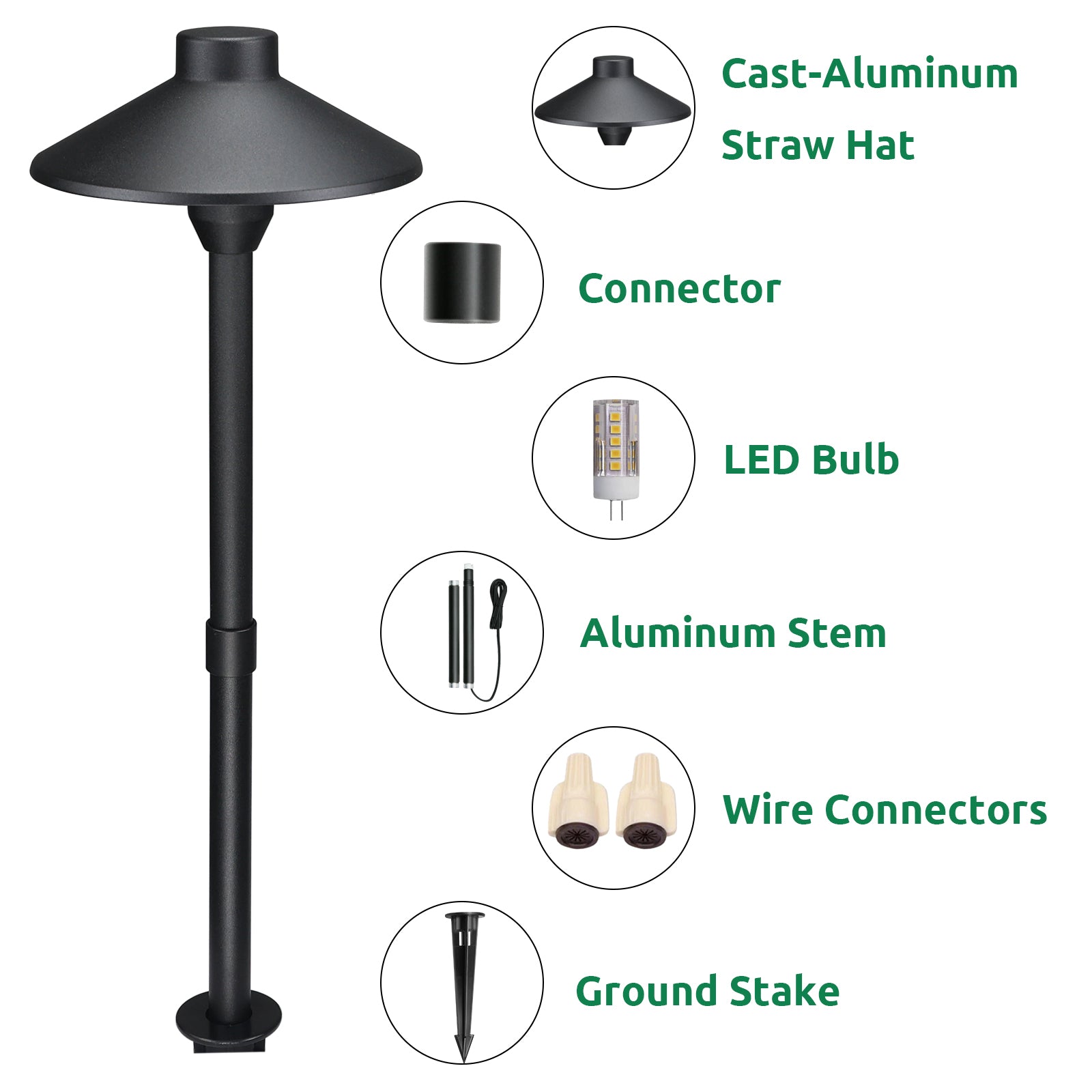 Lumina Lighting® 3W Low Voltage LED Pathway Lights 12V Replaceable LED Bulb Included PAL0106-BKLED4  (Black, 4-Pack)