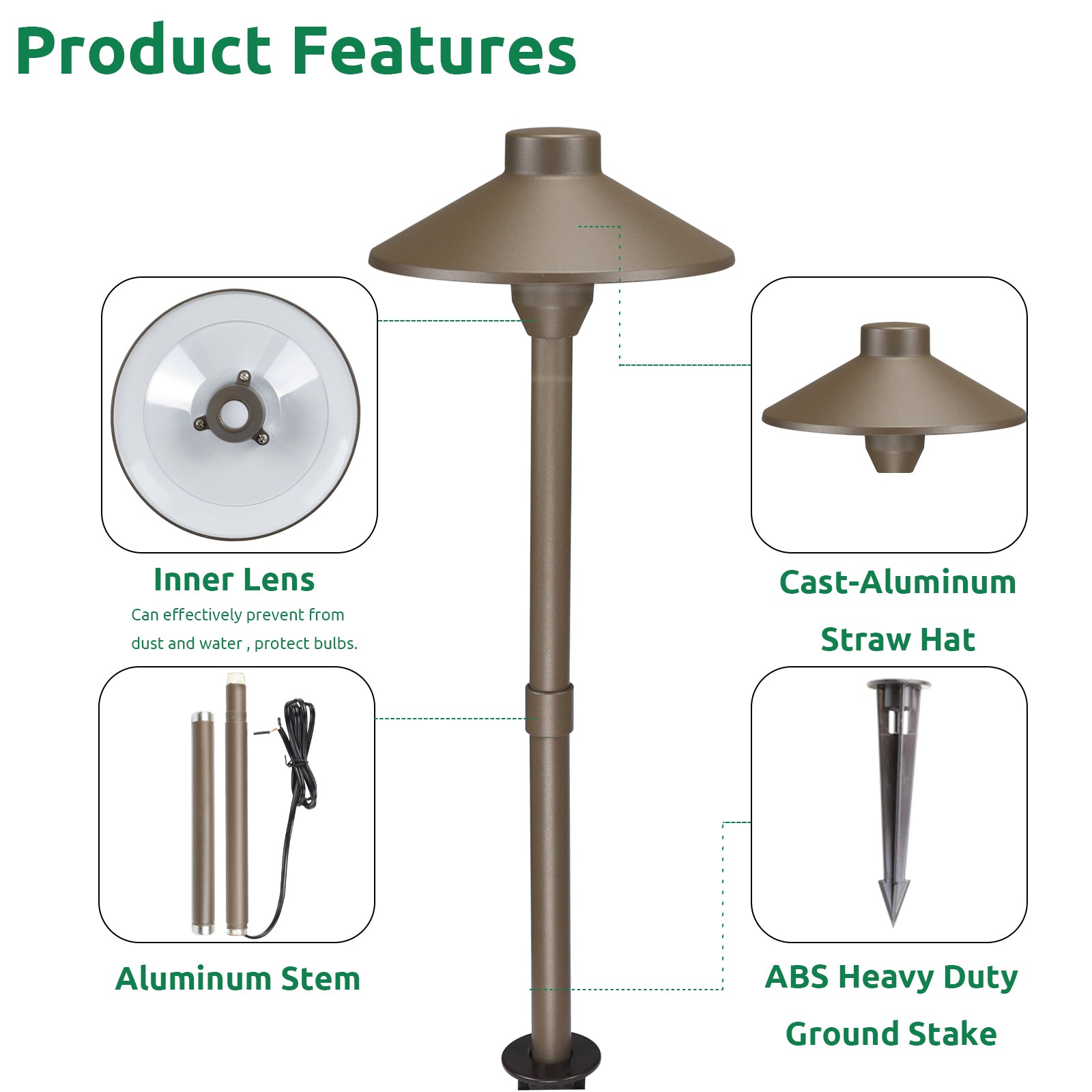 Lumina Lighting® 3W Low Voltage LED Pathway Lights 12V Replaceable LED Bulb Included PAL0106-BZLED6 (Bronze, 6-Pack)