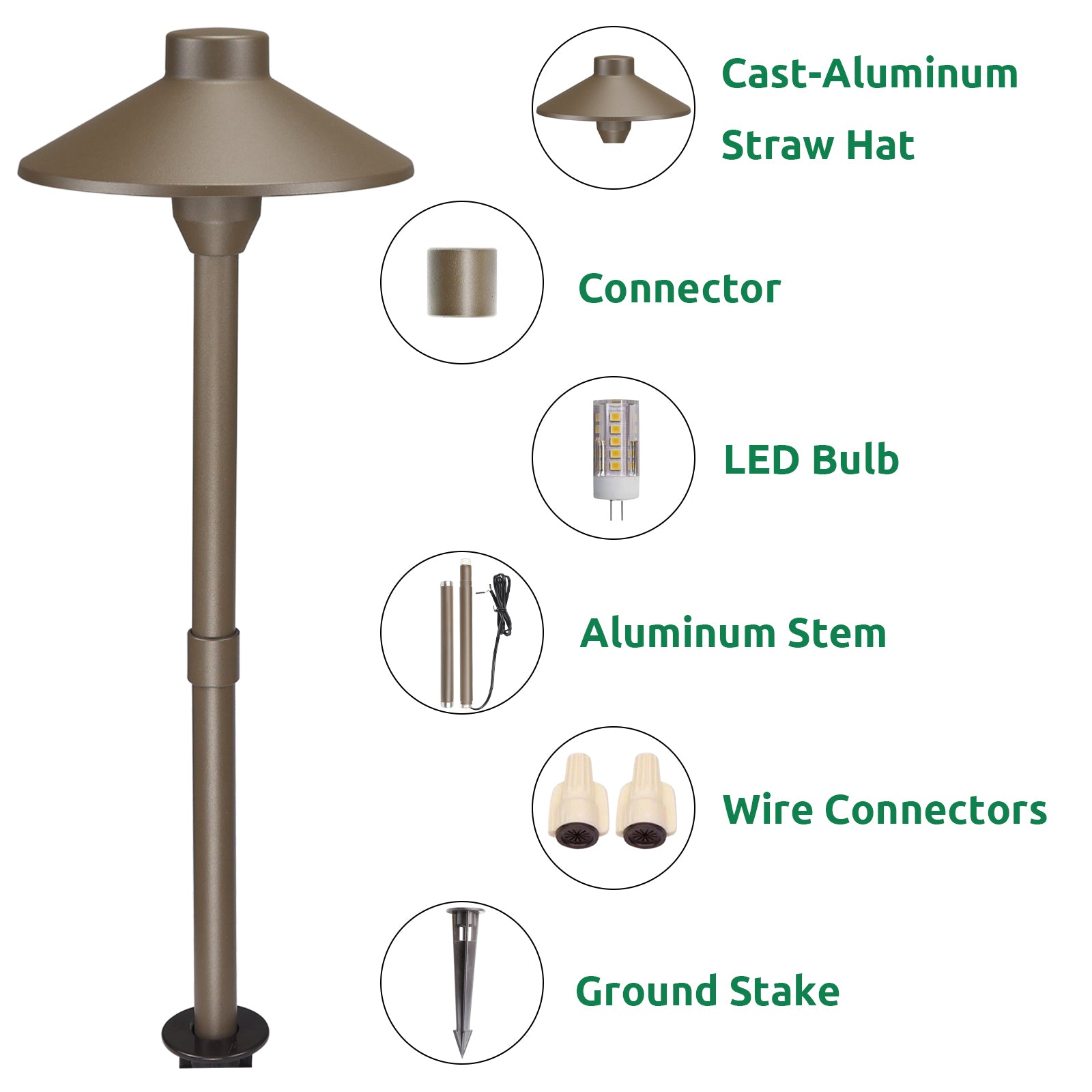 Lumina Lighting® 3W Low Voltage LED Pathway Lights 12V Replaceable LED Bulb Included PAL0106-BZLED4 (Bronze, 4-Pack)