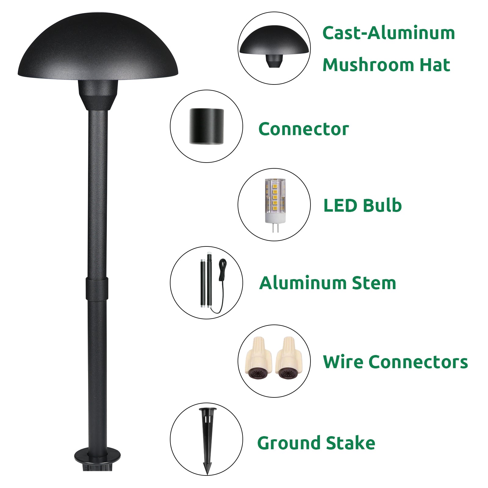 Lumina Lighting® 3W Low Voltage LED Pathway Lights 12V Replaceable LED Bulb Included PAL0107-BKLED4 (Black, 4-Pack)
