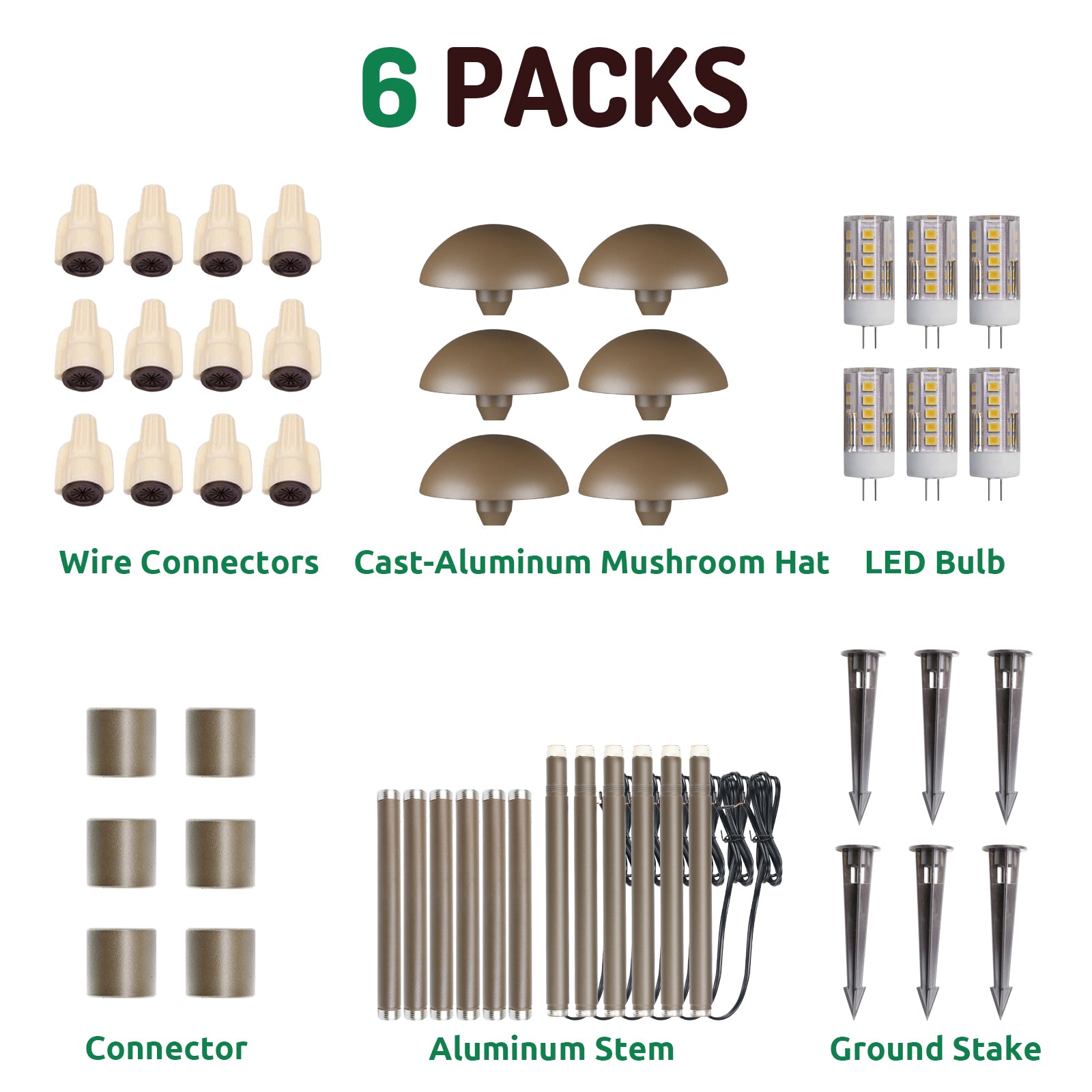 Lumina Lighting® 3W Low Voltage LED Pathway Lights 12V Replaceable LED Bulb Included PAL0106-BZLED6 (Bronze, 6-Pack)