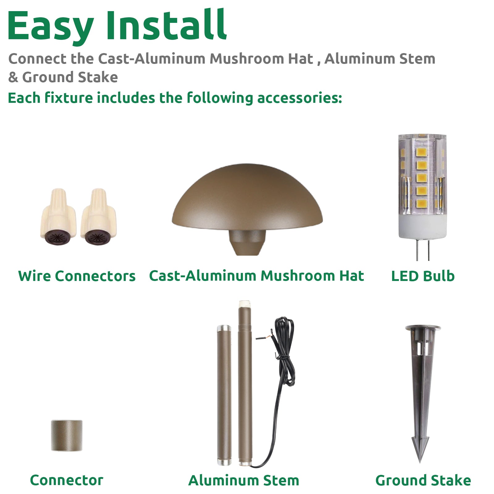 Lumina Lighting® 3W Low Voltage LED Pathway Lights 12V Replaceable LED Bulb Included PAL0107-BZLED4 (Bronze, 4-Pack)