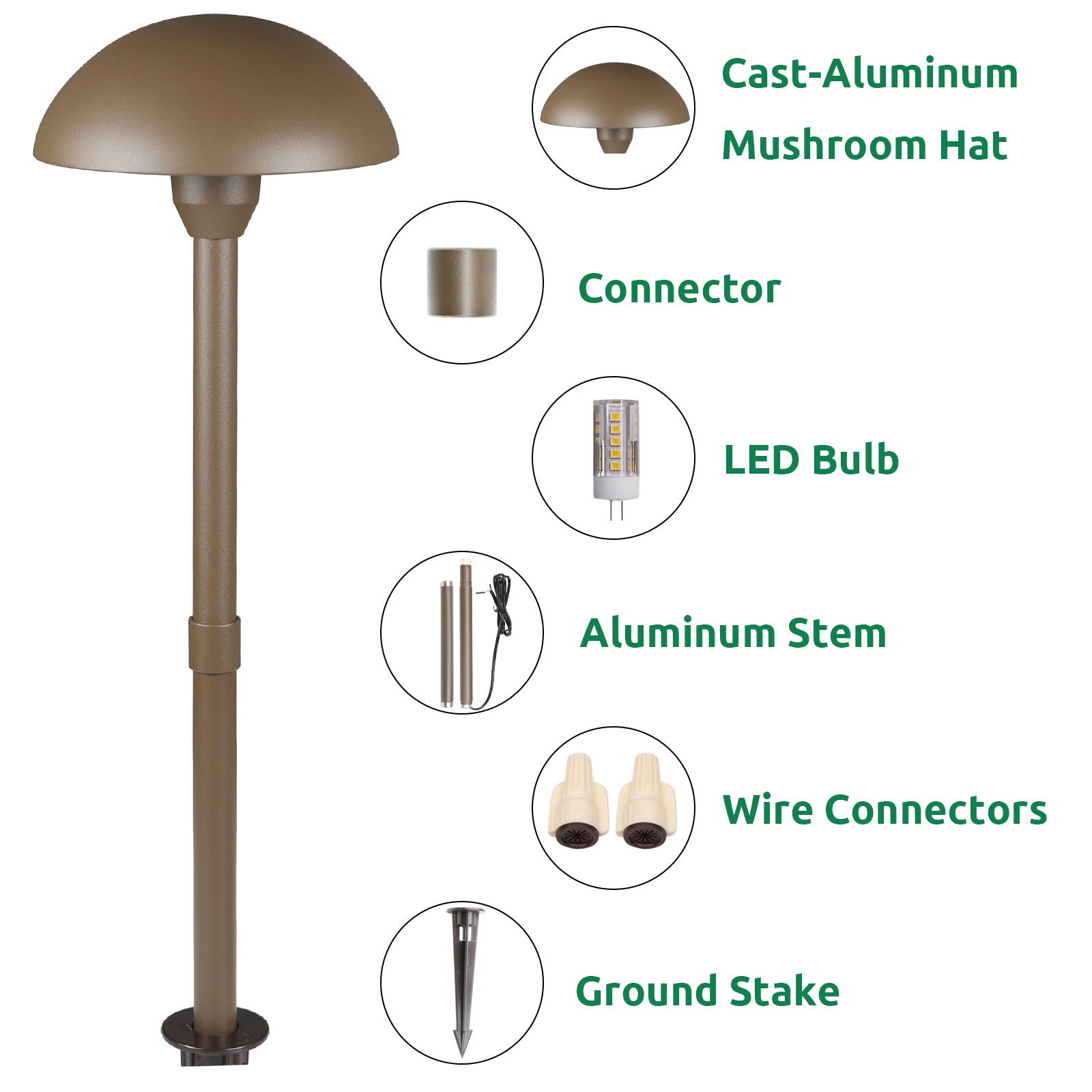 Lumina Lighting® 3W Low Voltage LED Pathway Lights 12V Replaceable LED Bulb Included PAL0107-BZLED4 (Bronze, 4-Pack)