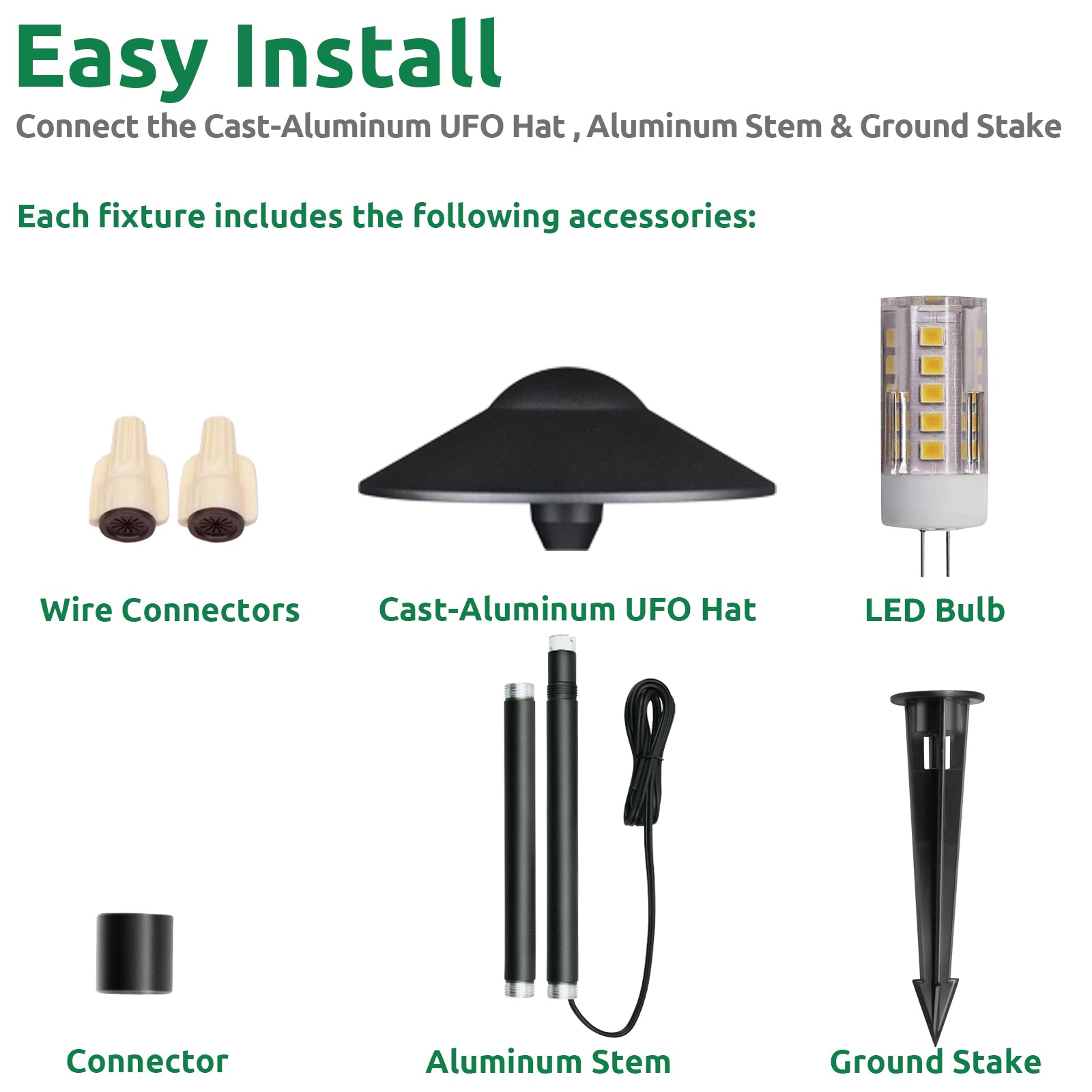 Lumina Lighting® 3W Low Voltage LED Pathway Lights 12V Replaceable LED Bulb Included PAL0108-BKLED8 (Black, 8-Pack)