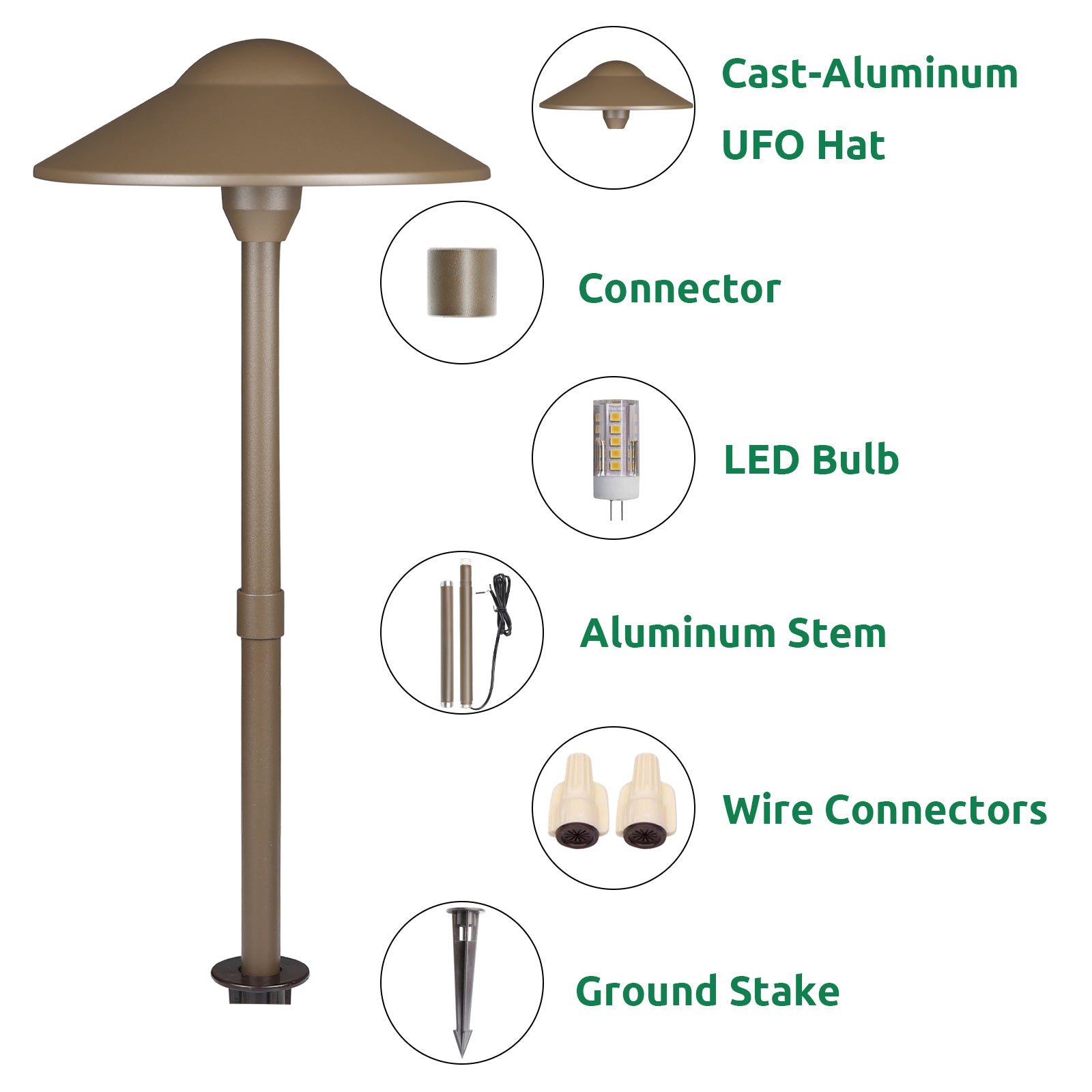 Lumina Lighting® 3W Low Voltage LED Pathway Lights 12V Replaceable LED Bulb Included PAL0108-BZLED8 (Bronze, 8-Pack)