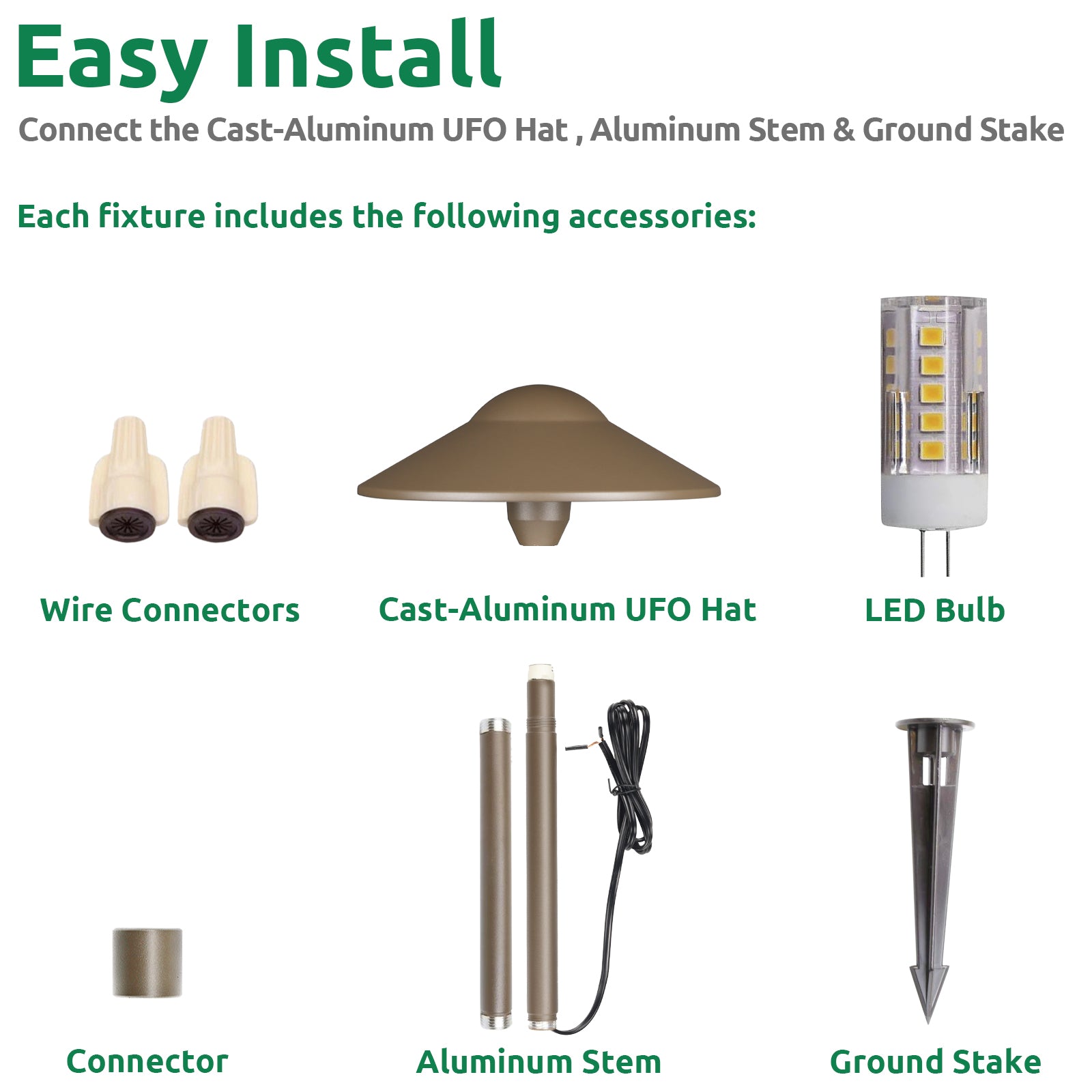 Lumina Lighting® 3W Low Voltage LED Pathway Lights 12V Replaceable LED Bulb Included PAL0108-BZLED10 (Bronze, 10-Pack)