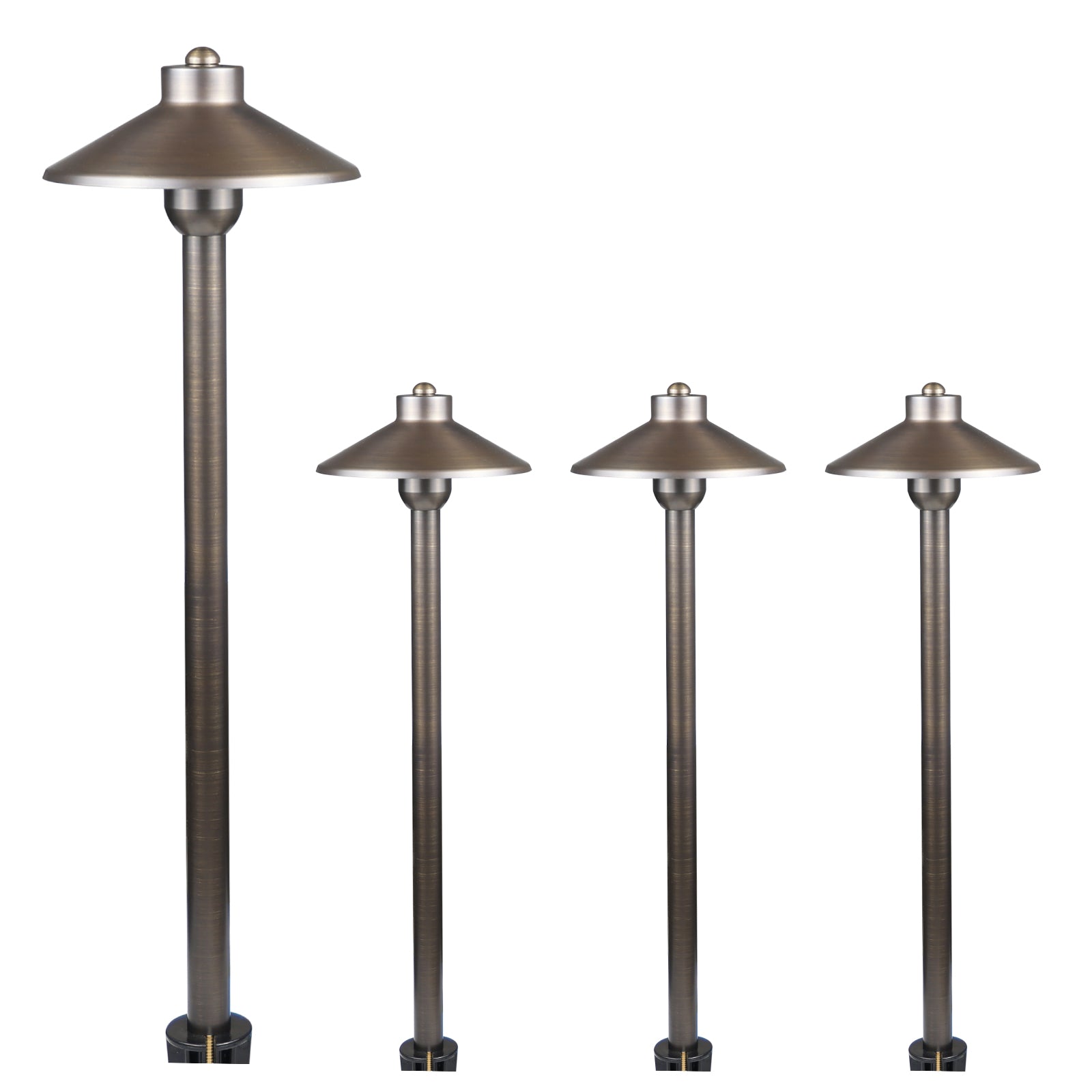 Lumina Lighting® 3W Cast Brass Low Voltage LED Pathway Lights 12V Replaceable LED Bulb Included (Antique Brass, 4-Pack)