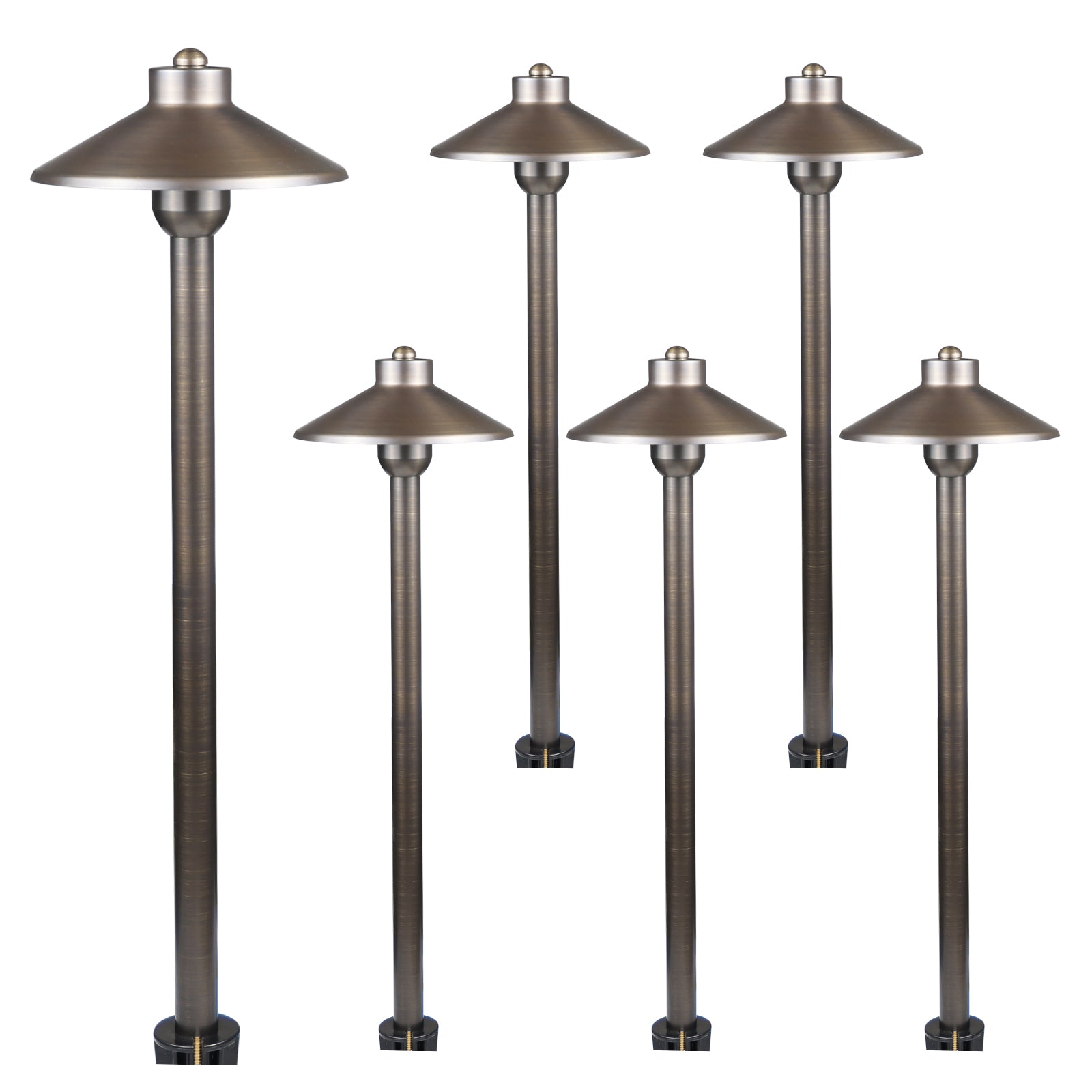 Lumina Lighting® 3W Cast Brass Low Voltage LED Pathway Lights 12V Replaceable LED Bulb Included (Antique Brass, 6-Pack)