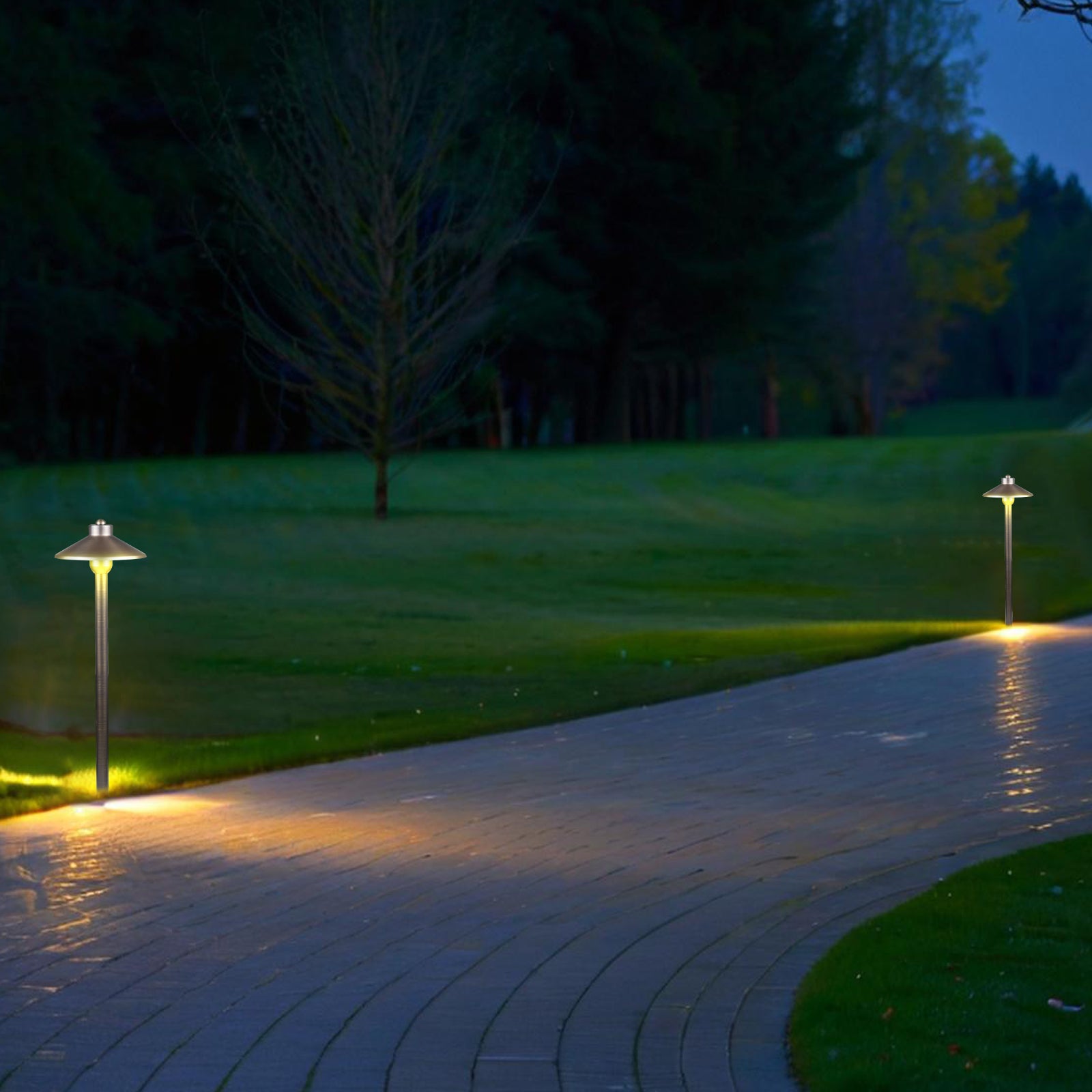 Lumina Lighting® 3W Cast Brass Low Voltage LED Pathway Lights 12V Replaceable LED Bulb Included (Antique Brass, 6-Pack)