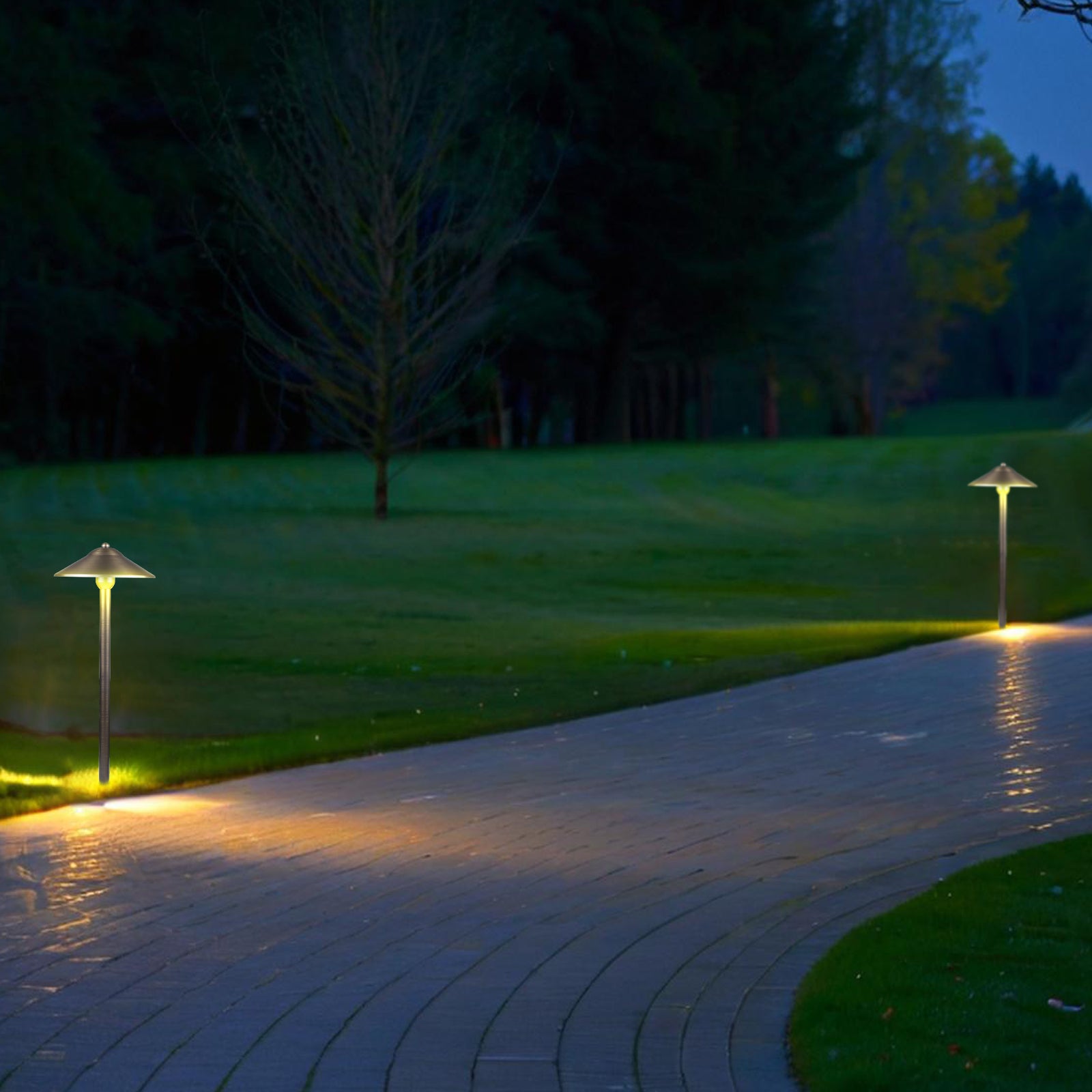 Lumina Lighting® 3W Cast Brass Low Voltage LED Pathway Lights 12V Replaceable LED Bulb Included (Antique Brass, 6-Pack)