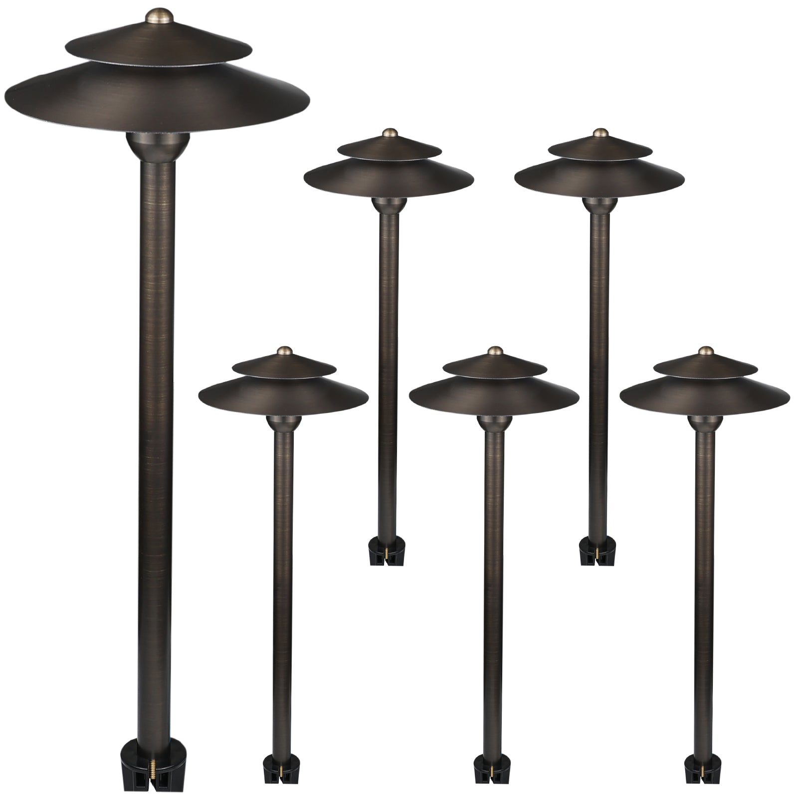 Lumina Lighting® 3W Cast Brass Low Voltage LED Pathway Lights 12V Replaceable LED Bulb Included (Antique Brass, 6-Pack)