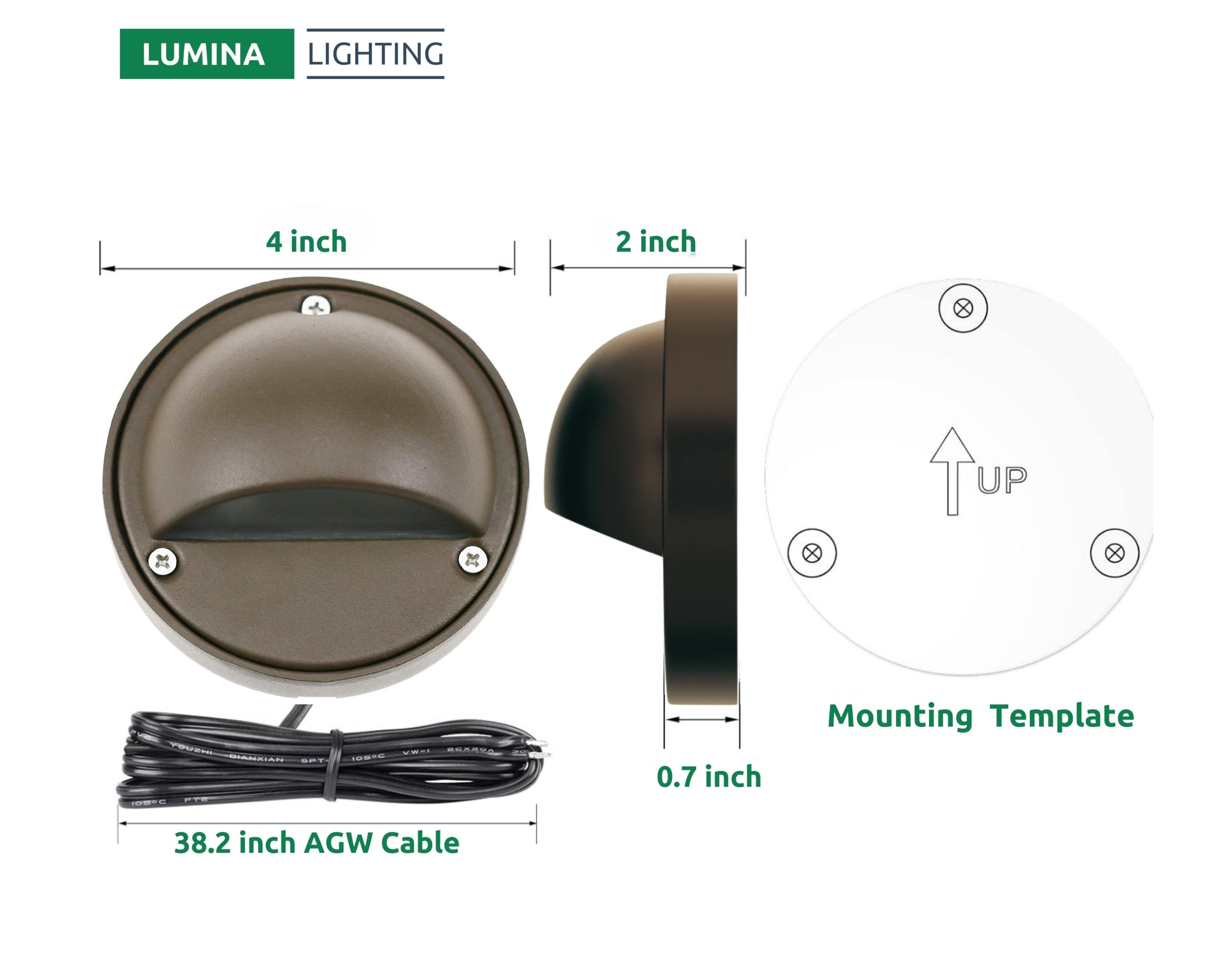 Lumina Lighting® 2W Low Voltage LED Deck Lights | 12V AC/DC | Replaceable LED Bulb Included | (Bronze, 12-Pack)